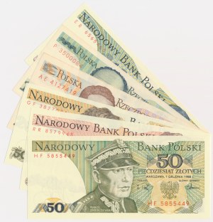 Satz, 10-1.000 Gold 1982-88 (6 Stück)