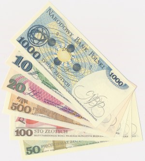 Satz, 10-1.000 Gold 1982-88 (6 Stück)