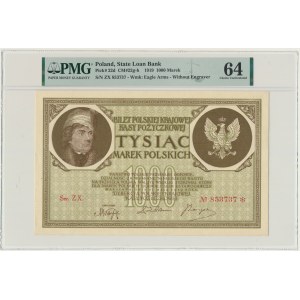 1,000 marks 1919 - Ser. ZX - large S and wide numbering - PMG 64