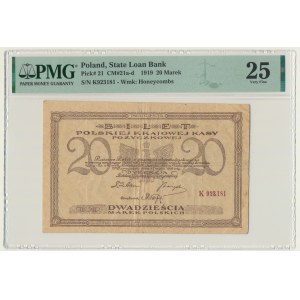 20 marques 1919 - K - PMG 25 - rare série avec une virgule