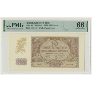 10 złotych 1940 - J - PMG 66 EPQ