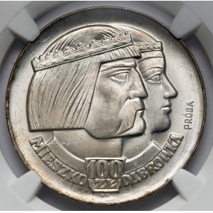 Próba SREBRO 100 złotych 1966 Mieszko i Dąbrówka - głowy