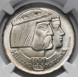 Sample SILVER 100 gold 1966 Mieszko and Dabrowka - heads.