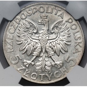 Głowa Kobiety 5 złotych 1932 ze znakiem, Warszawa - rzadkie