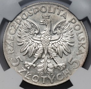 Head of a Woman 5 gold 1932 with sign, Warsaw - rare