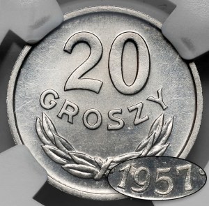 20 groszy 1957 - szeroka data - najrzadsza