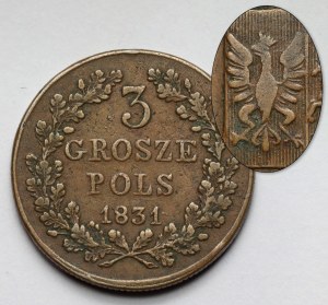 November Uprising, 3 pennies 1831 - paws BENT - rare