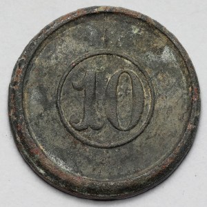Zabludov Dominion, token with a face value of 10 (Krusenstern coat of arms)