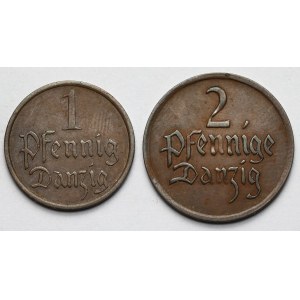Gdańsk, 1 fenig 1937 i 2 fenigi 1926 - zestaw (2szt)