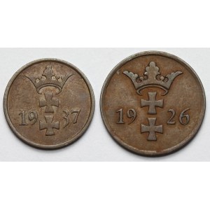 Gdańsk, 1 fenig 1937 i 2 fenigi 1926 - zestaw (2szt)
