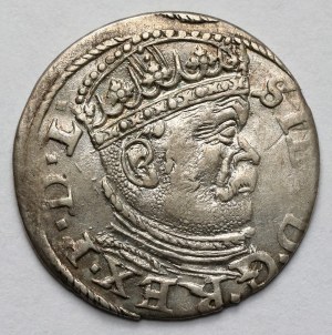 Stefan Batory, Trojak Riga 1586 - testa grande, rosette