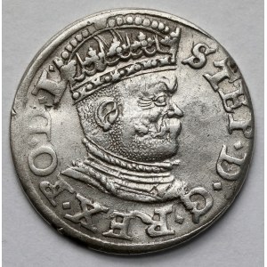 Stefan Batory, Trojak Ryga 1586 - mała głowa