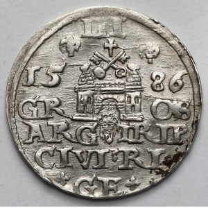 Stefan Batory, Trojak Ryga 1586 - mała głowa