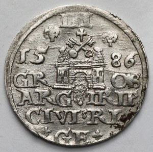 Stefan Batory, Trojak Riga 1586 - testa piccola