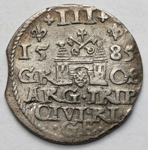 Stefan Batory, Trojak Riga 1585 - corona alta