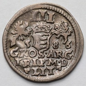 Stefan Batory, Trojak Vilnius 1586 - cerchi al dritto