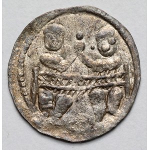 Bolesław IV Kędzierzawy, Denar - Dwóch za stołem