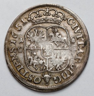 Jan II Kazimierz, Ort Bydgoszcz 1651 - tarcza zaokrąglona