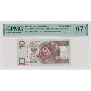 MODEL 10 zloty 1994 - AA 0000000 - No. 174.