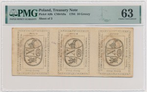 10 groszy 1794 nierozcięte 3 sztuki = ZŁOTÓWKA obrachunkowa