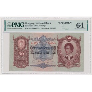 Hungary, 50 Pengö 1932 SPECIMEN