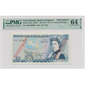 UK, SPECIMEN 5 pounds (1971-72)