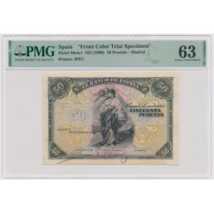 Spain, Front Color Trial Specimen 50 Pesetas 1906