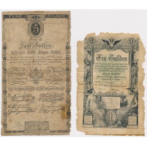 Austria, 5 guilders (Rhenish) 1806 and 1 guilder 1866
