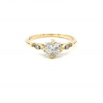 1.90 GR YELLOW GOLD RING WITH CENTRAL DIAMOND AND BRILLIANT - DH-R766