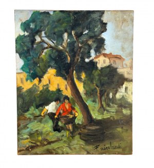 F.NICOLARDI, Landscape with figures - F.NICOLARDI