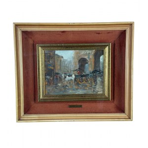 Del Grasso, Small street with figures - Del Grasso