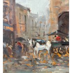 Del Grasso, Small street with figures - Del Grasso