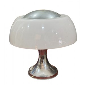 Lampa stołowa z chromowanego aluminium i pleksi