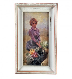 UNIDENTIFIED SIGNATURE, Woman with flowers