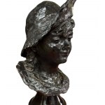 bust of a woman with a hat
