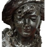 bust of a woman with a hat