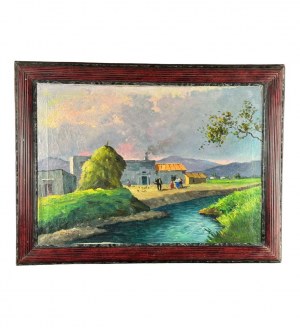 Leon Giuseppe Buono, Krajobraz z chłopami - Leon Giuseppe Buono