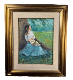 Salvatore Rodriguez, Portrait of a woman in a garden - Salvatore Rodriguez (1957)