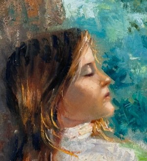 Salvatore Rodriguez, Portrait of a woman in a garden - Salvatore Rodriguez (1957)