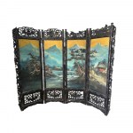 Ebonized and pierced wooden room divider
