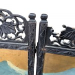 Ebonizowany i przebijany drewniany rozdzielacz do pokoju