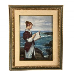 UNIDENTIFIED SIGNATURE, Woman Reading by the Seaside