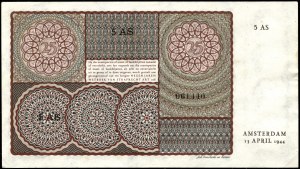 Nizozemsko. 25 Gulden 1944 Prefix 5 AS