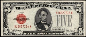 Spojené státy americké. 5 dolarů 1928 E Legal Tender Scarce Series