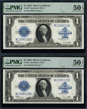 United States of America. 1 Dollar 1923 Silver Certificate Prefix MD 3 Consecuitve Pieces