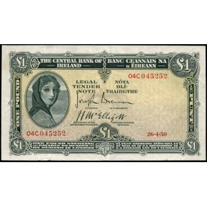 Ireland. Central Bank 1 Pounds 1950