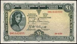 Irsko. Centrální banka 1 libra 1950
