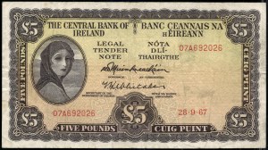 Irsko. Centrální banka 5 liber 1967