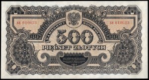 Polsko. 1944 500 Zlotých Předpona AO Bardo Rzadka