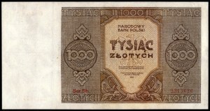 Polsko. 1945 1000 Zlotých Prefix Dh Náhradní série Velmi vzácné